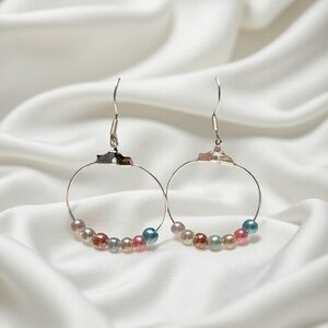 Hand Crafted Elegant Multicolor Beaded Hoop Earrings